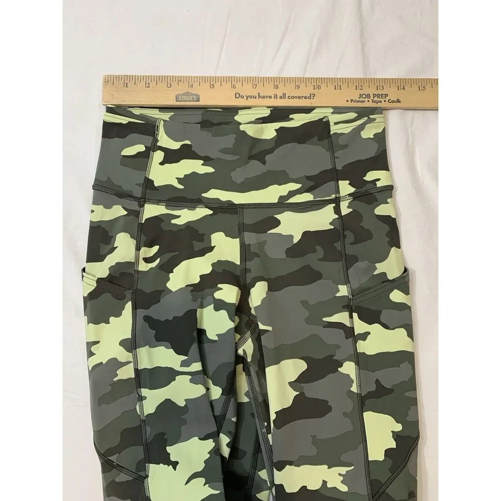 Lululemon Fast Free High Rise Crop Heritage 365 Camo Crispin Green Size 6 Nulux - Picture 4 of 8